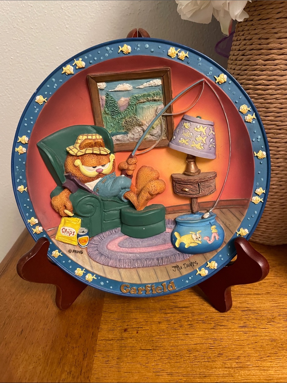 📍Vintage Collectibles 3-D Garfield GONE FISHIN’ by Jim Davis Plate No. A225